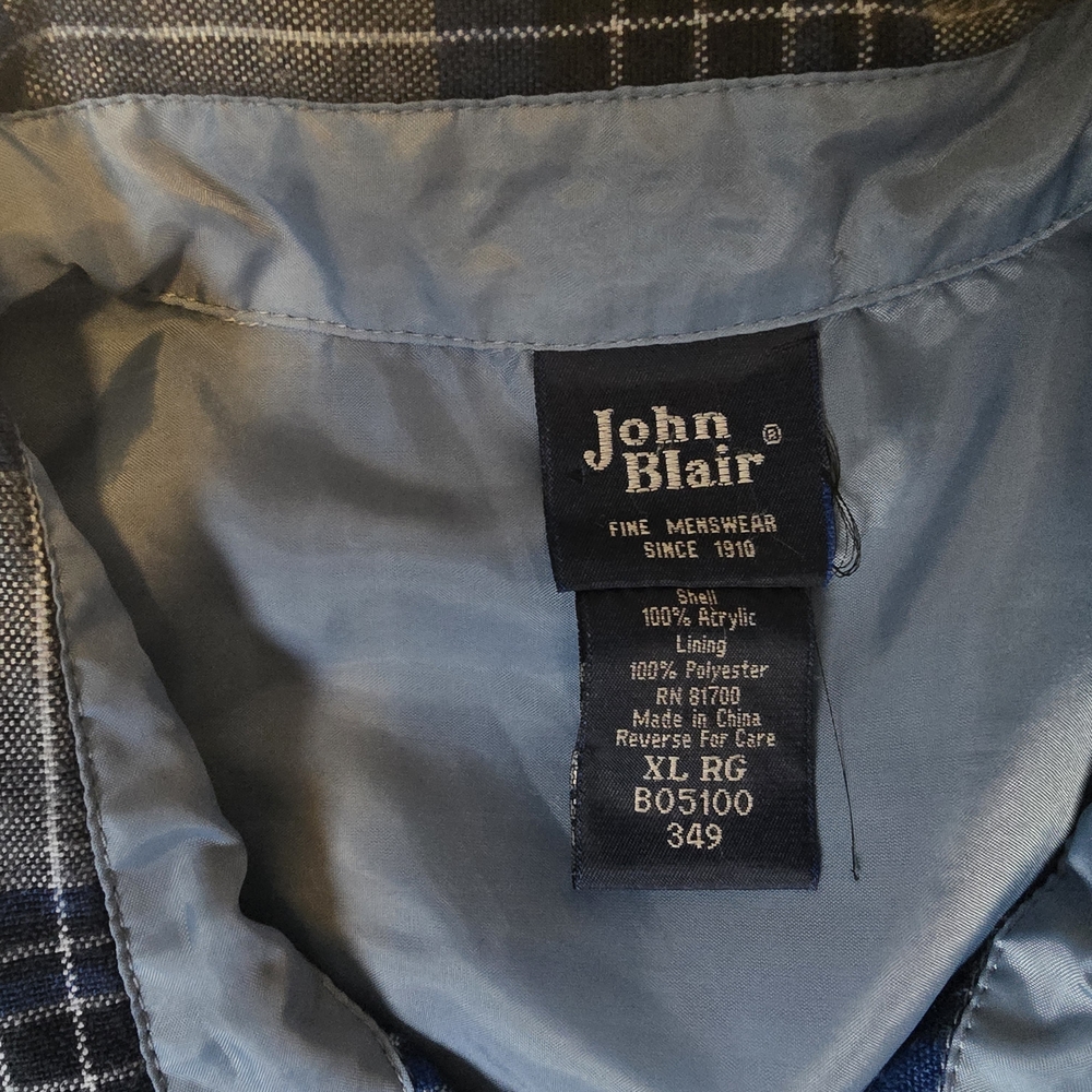 John Blair Blue Plaid Shirt XL - Picture 3 of 5